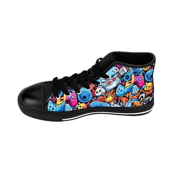 Video Game Graffiti Man Shoes, Luxury Stylish, Men's Canvas Boots, Classy Mod Ar - Picture 7 of 8